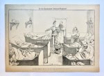 Braakensiek, Johan (1858-1940) - [Original lithograph/lithografie by Johan Braakensiek] In het Europeesch Influenza-Hospitaal, 22 December 1889, 1 pp.