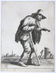 Pieter Nolpe (c. 1613-ca. 1653), after Pieter Jansz. Quast (1605/6-1647) - [Antique print, etching] A beggar [6] (Set title: Beggars and Peasants, 26 plates), published ca.1652.