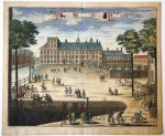 Gerrit van Giessen (1692/3-ca. 1750) - [Antique print, handcolored etching] 't BUITEN-HOF (Buitenhof Den Haag), published ca. 1735.
