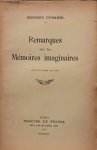 DUHAMEL Georges - Remarques sur les Mémoires imaginaires