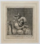 Jacques Dassonville (1619-1670) - Antique print, etching I Woman delousing a child, published 1653, 1 p.