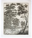 Ernst Willem Jan Bagelaar (1775-1837) - [Antique print, etching] Landscape with brook (rivier met vier rietpluimen op de voorgrond), published 1817.