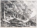 Unknown master, after Herman van Swanevelt (1603/04-1655) - Antique print, etching | Peasants by a stream (with margins), published ca. 1650, 1 p.