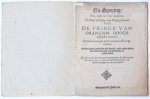[Taurinus, Jacob] - Pamphlet. Na-Sporing/ Hoe, ende in vvat manieren De Door-luchtighe, ende Hoogh-ghebooren Vorst, De Prince van Orangien, Hoogh-losselijcker memorie, De bescherminghe deser Landen, heeft aengenomen, om de Neder-landtsche Belijdenisse/ als in all...