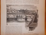 antique print (prent) - Ponte Vecchio te Florence.