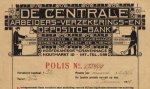 (HAHN sr., Albert). De CENTRALE ARBEIDERS-VERZEKERINGS- EN DEPOSITO-BANK - Levensverzekeringspolis ter waarde van vijftig gulden ten bate van de erven van Jantje Barelds (geb. 1909) te Assen.
