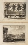 Jan van Call (1656-1705/1706), Pieter Schenck (1660-1711) - [Two antique prints, etchings] Sorgvliet gelegen aan de Schevelinger wegh, Het Lusthuys van de Graaf van Portland AND Orangerie van Sorgvliet, from Admirandorum quadruplex Spectaculum, published ca. 1694-97.