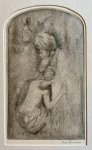 Poppe Damave (1921-1988) - Antique Etching (Dry Point) - Return of Prodigal Son: Two Men with Turbans - P. Damave, made between 1936-1988, 1 p.