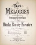 Rimsky-Korsakow, N.A.: - [Op. 40] Quatre mélodies avec accompagnement de piano. Op. 40. Transcription pour voix élevée