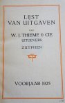 THIEME - Lijst van uitgaven van W.J. Thieme