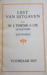 THIEME - Lijst van uitgaven van W.J. Thieme