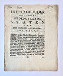 Hoorn, J. van - [Groningen, Boter, butter, [1787]] Erf-Stadhouder mitsgaders gedeputeerde Staten van stad Groningen en ommelanden, doen te weeten, Hoe de Edele Mogende Heeren Staten dezer provincie op derzelver vergaderinge van den 22 dezer in het zeker onder...