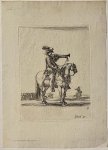 Stefano della Bella (1610-1664) - Antique print, etching, Military, Della Bella | Trumpeter on horseback (Trompetspeler te paard, Divers Exercices de Cavalerie [6]), published ca. 1650, 1 p.