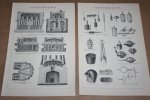  - 2 oude prenten - Fabricage van glas - circa 1900