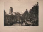 antique print (prent) - Rotterdam. Viaduct en Groote Kerk.