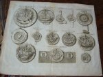 antique print (prent) - Zegels van Amsterdam, Lubeck, Stavoren. etc.