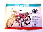  - originele kleurenfolder motor SUZUKI GT185 en T500 jaren 70