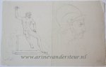 Michiel Jacobus van der Schaft (1829-1889), and/or Anna Jacoba van der Schaft (1860-1938) - [Antique drawing] Laocoon and a study of a head of a soldier (Laocoon en studie van soldaat), ca. 1850-1900.