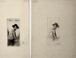 Cornelis van der Griendt (1797-1868) - Antique prints, etching | Figure study of a man with a hat in different states, published 1857/1858, 7 pp.
