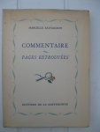 Sauvageot, Marcelle - Commentaire. Pages retrouvées.