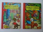 Beek, Albert van, J.C. van Hunnik, Henny Peters & Elsje Mulder. - Petertje Poes in Speelgoedland/ Wijsneus en Steroog weten raad. 2 delen.