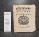  - Generaale ordonnantie op de invordering van des gemeene lands middelen by collecte over Holland en Westvriesland