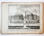 Unknown engraver, Pieter Schenk (1660-1713) - [Antique print, etching/ets, Rome] INSULA TIBERINA; et in hac templa... Views of Rome [Set title] (Gezicht op Rome: Tibers eiland, en op de selve de tempelen van Eskulapius, Jupiter en Faunus), published 1705.
