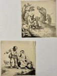 Maria Catharina Prestel (1747-1794) or Johann Gottlieb Prestel (1739-1808). - Antique prints, etchings | Peasants in landscapes, ca. 1750, 2 pp.