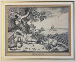 after Abraham Cornelisz. Bloemaert (1564/66-1651), Frederick Bloemaert (ca.1614-1690) - Antique drawing | Allegory of the month of Augustus, ca. 1780,  1 p.