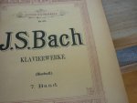 Bach; J. S. (1685-1750) - Klavierwerke; Band 7 - Vermischte Werke (Inhaltsverzeichniss S 160.); Krititsche Ausgabe mit Fingersatz und Vortragsbezeichnungen versehen von Dr. Hans Bischoff (Berlin, Mai 1888) voor Piano - Originele unieke uitgave!