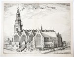Claes Jansz Visscher (1586/87-1652) - [Antique print, etching] The Old Church in Amsterdam/De Oude Kerk in Amsterdam toegewijd aan St. Nicolaas, published 1612/1648.