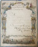  - [Nieuwjaarswensch / New Year Wishes, 1800] M.C. Blecker. Wishcard with allegories of the fall: hunting scenes, wine barrels, harvesting wine, dated 1800, 1 p.
