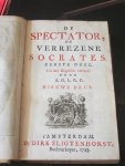 Steele, Richard - De Spectator of Verrezene Socrates, uit het engelsch vertaald door A.G.L.R.G. (SET 9 delen)