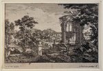 Gabriël Perelle (1603-1677), Jean le Blond II (1635?-1709) - Antique print, etching | Italianate landscape with ruined buildings, published ca. 1650, 1 p.