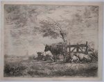 SCHÜTZE VAN HOUTEN, CHR. G., - Six cows near a wooden fence