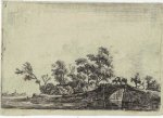 Anthonie Waterloo (1609-1690) - Antique print, etching | A rider and flock on a bridge, published ca. 1680, 1 p.