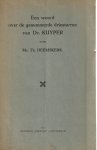 Heemskerk, T. - Een woord over de genummerde driestarren van Dr. KUYPER