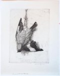 Laurent Verwey van Udenhout (1884-1913) - [Modern print, etching] Dead bird hanging (dode vogel), published before 1913.