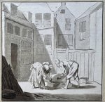 Bernard Schreuder (fl. 1767-1780), after Pieter Jansz. Saenredam (1597-1665), supervised by Cornelis Ploos van Amstel (1726-1798) - Antique printdrawing | Pig slaughtering, published 1778, 1 p.