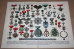  - 2 antieke kleuren lithografieën - De voornaamste Ridderorden  - circa 1905