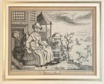 after Abraham Cornelisz. Bloemaert (1564/66-1651), Frederick Bloemaert (ca.1614-1690) - Framed antique drawing | Allegory of the month of January, ca. 1780,  1 p.