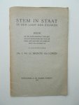 MONTE VERLOREN, J. PH. DE, - (Inaugurele rede) Stem in staat in den loop der eeuwen. Rede bij de aanvaarding van het hoogleraarsambt aan de rijksuniversiteit Utrecht.