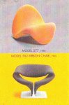  - ansichtkaart  ARTIFORT - model 577 en model 582 ribbon chair, modellen Pierre Paulin