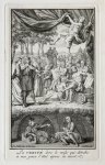 Schley, Jacobus van der (1715-1779) - [Allegorical print/originele ets en gravure met allegorie] La VERITE' leve le voile qui dérobe à nos yeux l'état apres la mort/De waarheid tilt de sluier op.