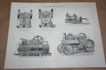  - 2 oude prenten - Locomobielen - circa 1900