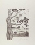 Vries, Yvonne de. - Boom als naakte vrouw met polderlandschap.