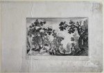 Simon Wijnants Frisius (1580-1629) after Matthijs Bril (1550-1584) - Antique print, etching | Forest landscape with two farmers (Antieke prent van boslandschap), published 1611, 1 p.