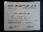 - Donateurskaart Nijmeegse Luchtvaart Club 1945 - Donateurskaart Nijmeegse Luchtvaart Club 1945