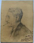 Maurice (?), Albert - [Original pencildrawing, pentekening] Portrait of a man/possibly self portrait by Albert Mauerique?/Maurice?, signed, 1936, 1 p.