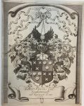  - [Coat of Arms Aemilius Cool] Familiewapen uit de rand van een 18e eeuwse kaart Aemilius Cool, gravure door A. Vaillant.